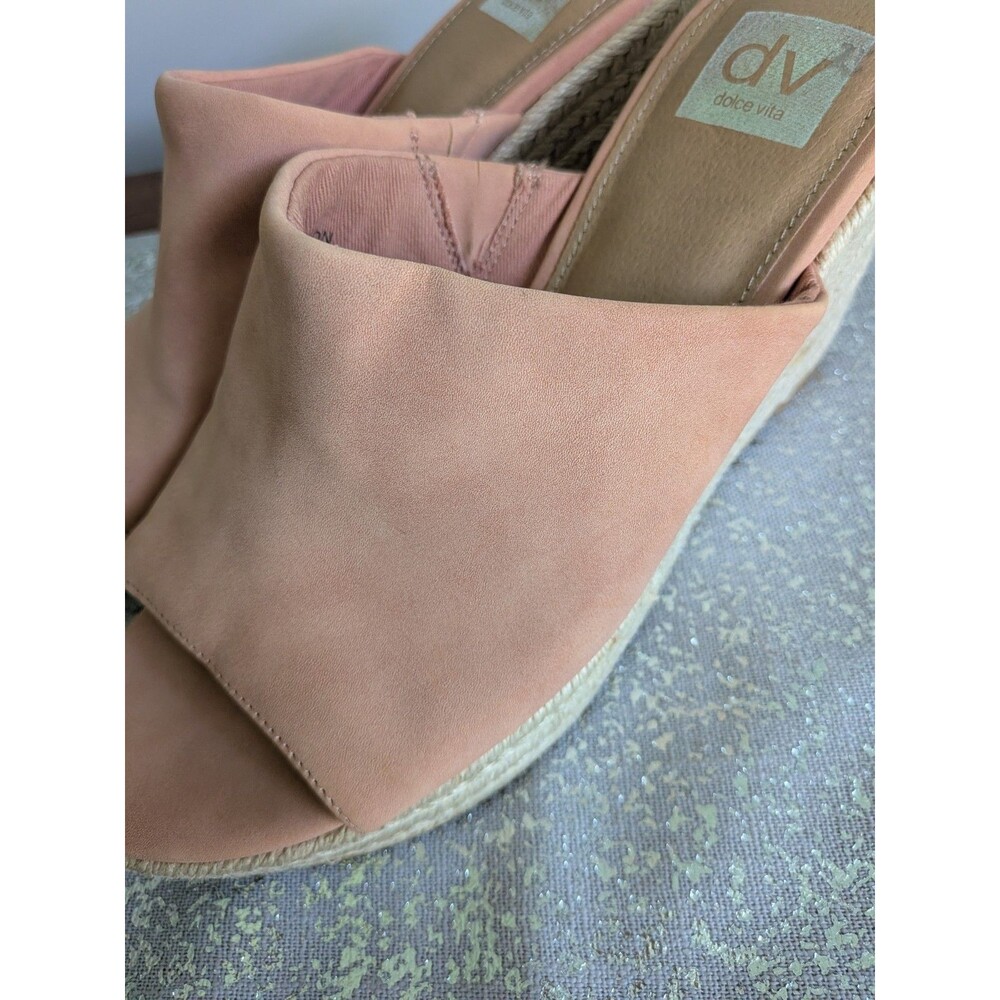 Dolce Vita Dixon Women’s 8.5 Blush Faux Suede Slip On Wedge Heel Sandals Shoes - Picture 9 of 12